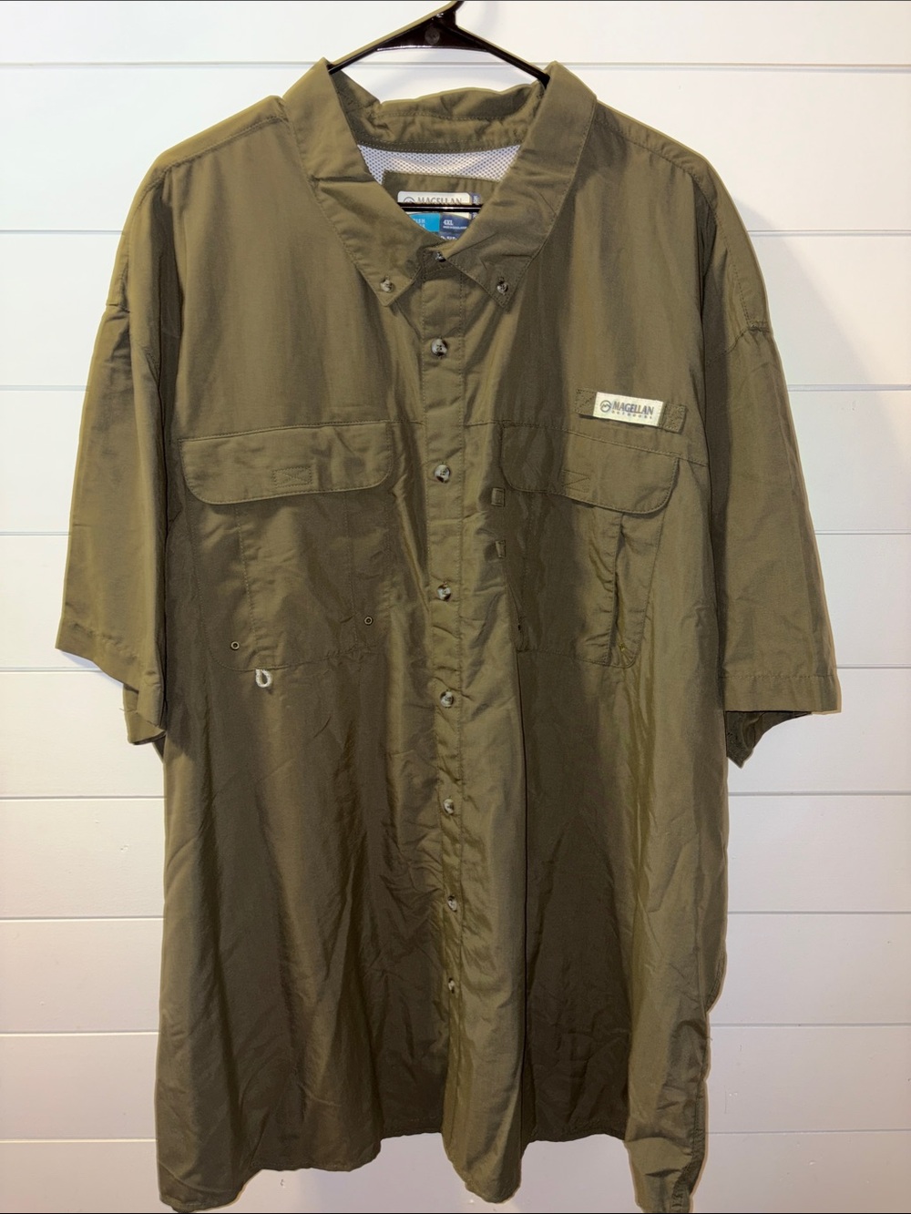 Magellan Outdoors Olive Green Short-Sleeve Fishing Shirt